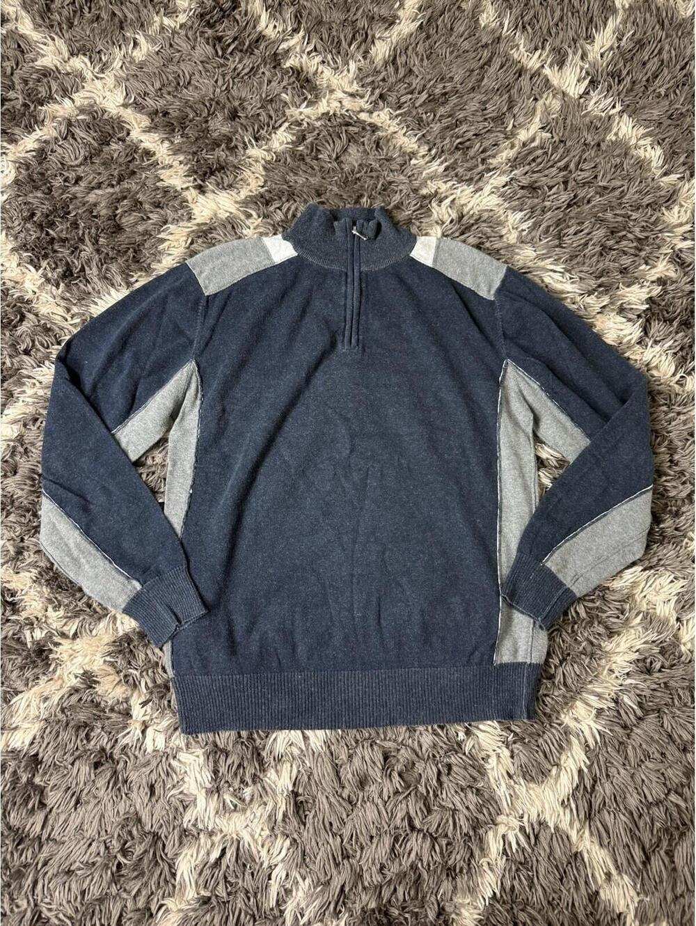 Buckle BKE Sweater Mens XL Blue Gray Full Zip Long Sleeve Golf Argyle Golfing